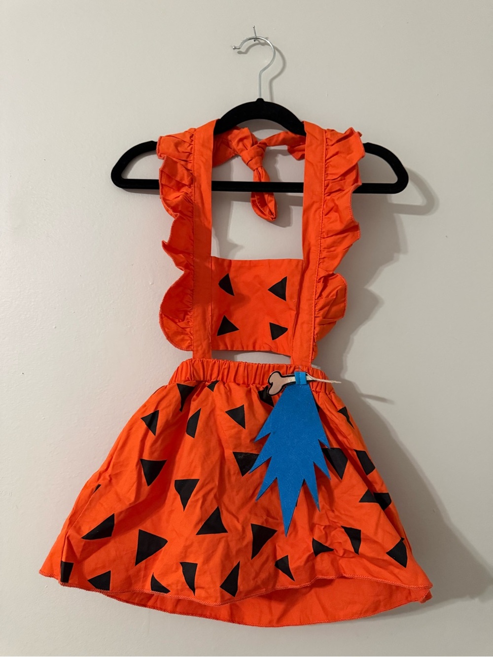 Pebbles Flintstone Baby Costume 9-12M Orange Caveman Dress Halloween - Picture 1 of 6
